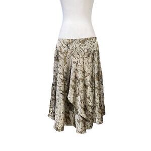 Sunny Leigh Satin Asymmetrical Ruffle Skirt Reptile Print